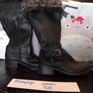 Rampage black leather boots with fur